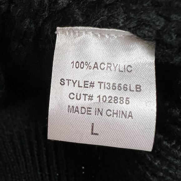 LBLC The Label Katja Black Chunky Knit V-Neck Pullover Sweater Size L NWT - Picture 7 of 7